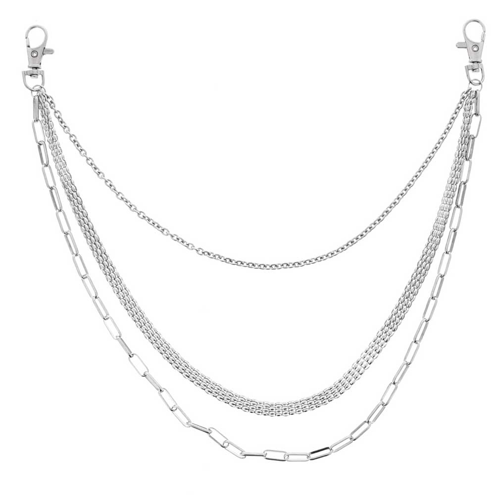 Zac's Alter Ego - 45 cm triple Chaîne de portefeuille/chaîne de hanche - Couleur argent